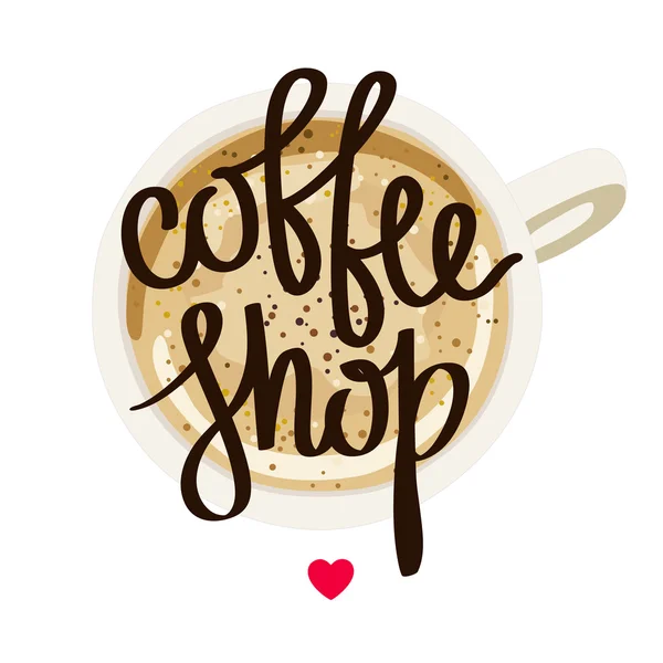 The word "Coffee Shop" on a cup of coffee. — Stock Vector