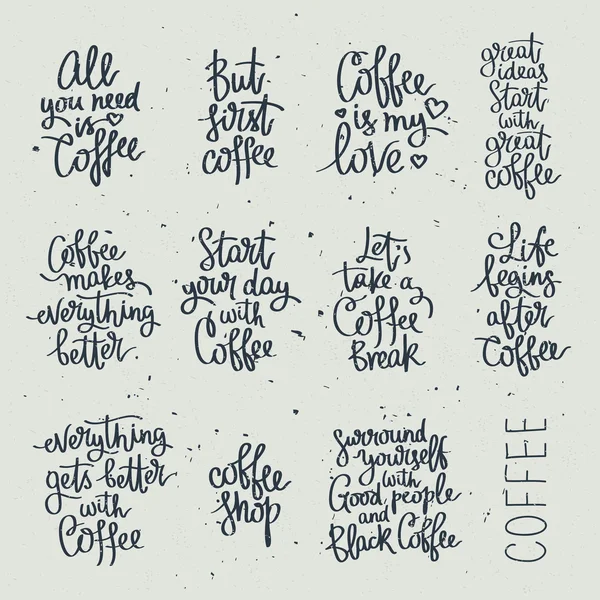 Conjunto de diferentes citas sobre el café — Vector de stock