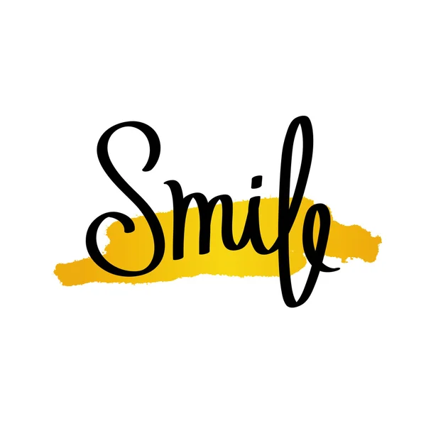 La palabra sonrisa. Caligrafía de moda — Archivo Imágenes Vectoriales