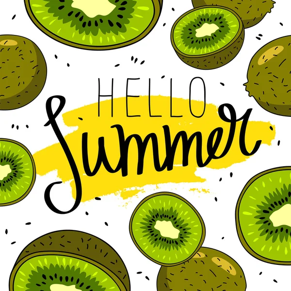 Cita Hello Summer. Calligrafia alla moda — Vettoriale Stock