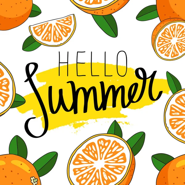 Cita Hola Summer. Caligrafía de moda . — Vector de stock