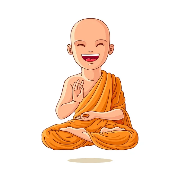 Buddha. Little Monk. Little boy in the lotus position. — Stock Vector