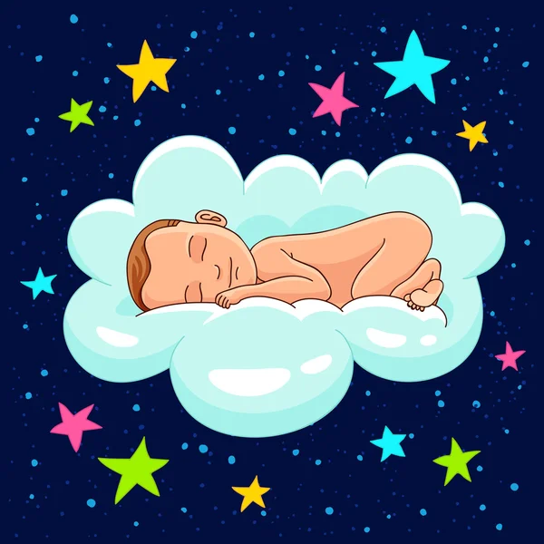 Baby sleeping on a cloud — Stock Vector