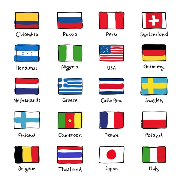 Icônes de drapeaux de différents pays — Image vectorielle