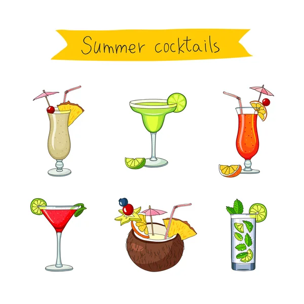 Ställ in ikoner av olika cocktails — Stock vektor
