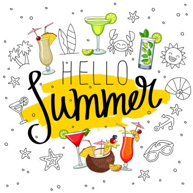 Resim yazısı Merhaba farklı kokteyller ve sum çevrili yaz