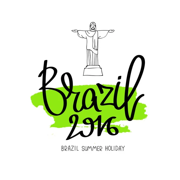 Brasil 2016. La caligrafía de tendencia . — Vector de stock