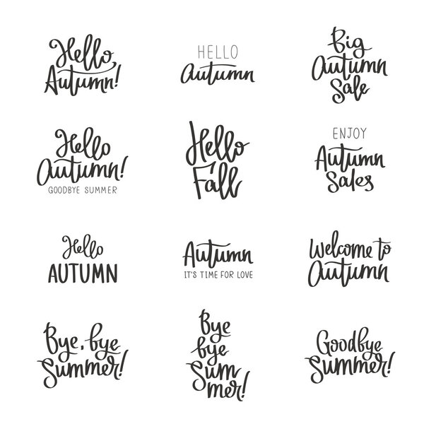 Set of different labels about the autumn.