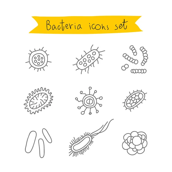 Iconos de varias bacterias y gérmenes — Vector de stock