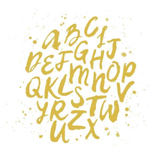 Vector dibujado a mano alfabeto de oro — Vector de stock