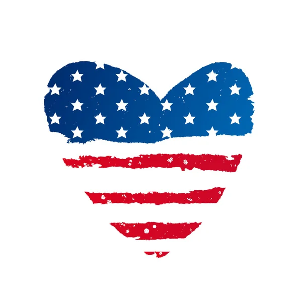 Amerikanska flaggan i form av ett stort hjärta — Stock vektor