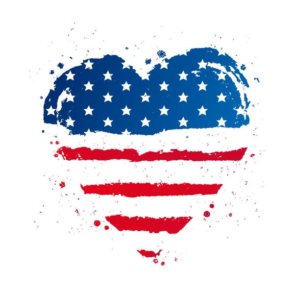 Amerikanska flaggan i form av ett stort hjärta. USA — Stock vektor