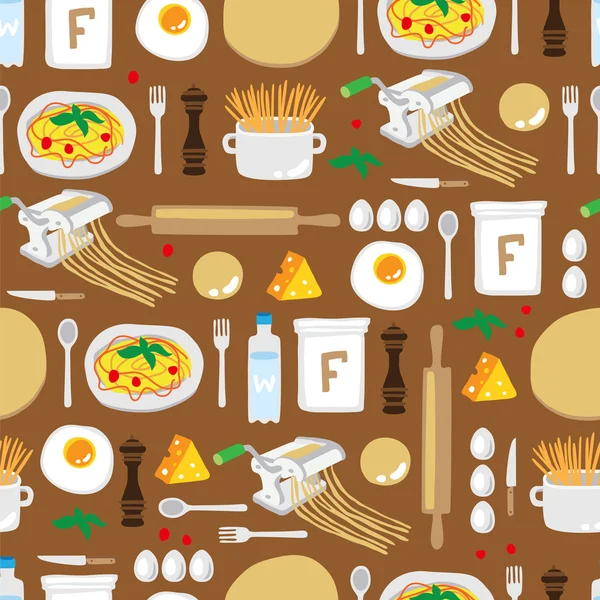 Modèle vectoriel sans couture des produits pour la cuisson des spaghettis — Image vectorielle