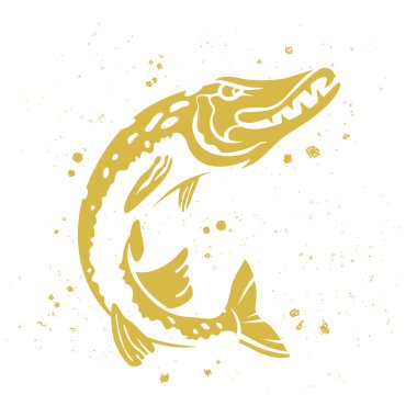 Yırtıcı pike. Balık stilize görüntü