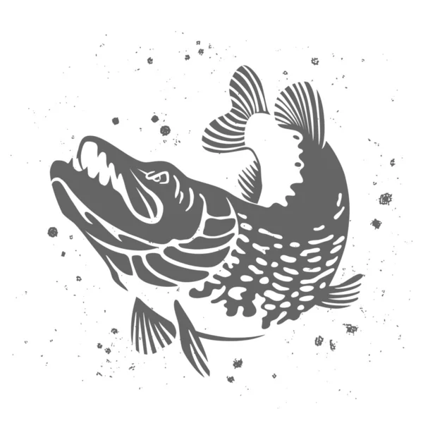 略奪パイク。魚の様式化されたイメージ。ベクトル — ストックベクタ
