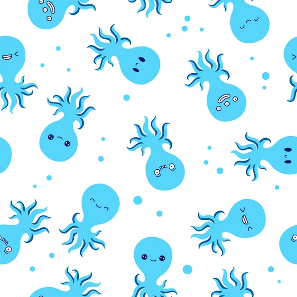 Seamless vector pattern of blue octopus — Stock Vector