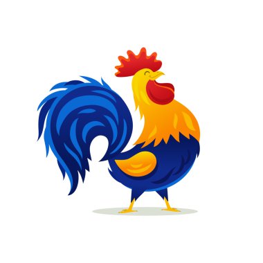 Cartoon drawing of a beautiful rooster clipart