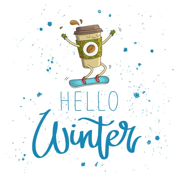 Citation "Hello Winter. Calligraphie . — Image vectorielle