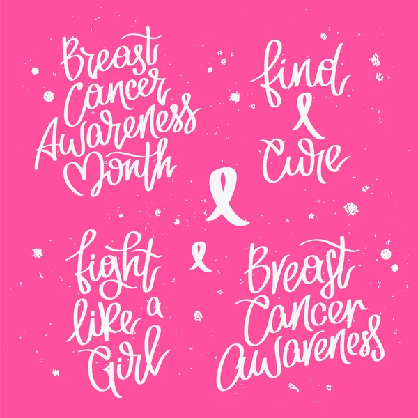 Serie De Citations Sur Le Mois De La Sensibilisation Au Cancer Du Sein Image Vectorielle Par Chekat C Illustration