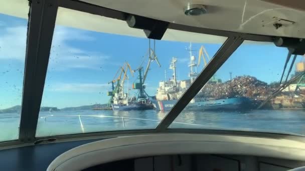 Kamchatka Peninsula Rússia Setembro 2020 Viagem Barco Vista Barco Para — Vídeo de Stock