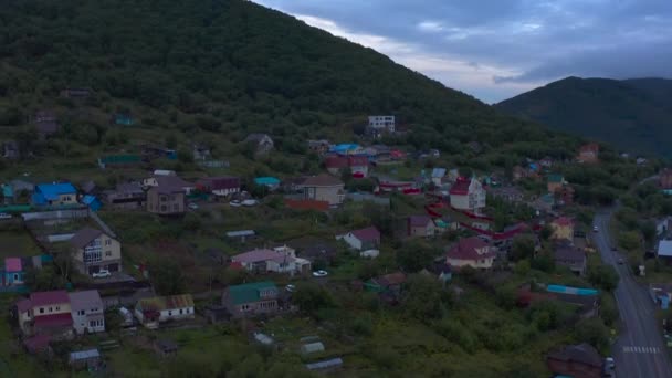 Vista Aerea Del Villaggio Cottage Case Campagna Petropavlovsk Kamchatsky Viaggio — Video Stock