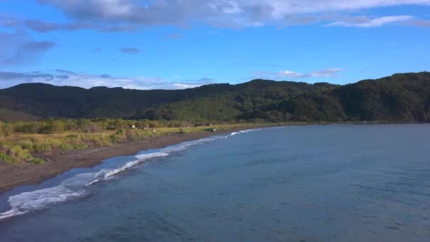 Arena Volcánica Negra Viaje Península Kamchatka Increíble Naturaleza Kamchatka Majestuosos — Vídeos de Stock