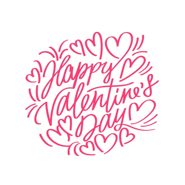 Valentijnskaart Letteren Mooie Feestelijke Inscriptie Fijne Valentijnsdag Vector Illustratie Geïsoleerd — Stockvector