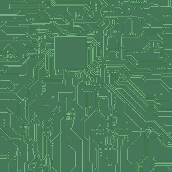 Circuit Board Achtergrond Elektronische Vectorachtergrond Groen Circuit — Stockvector