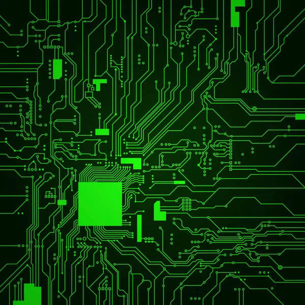 Fond Circuit Imprimé Fond Électronique Vectoriel Circuit Vert — Image vectorielle