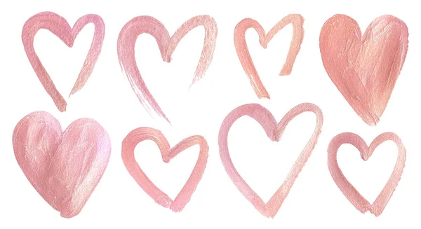 Symbol Miłości Zestaw Luksusowych Bladoróżowych Serc Kartkę Walentynkową Piękne Teksturowane — Zdjęcie stockowe