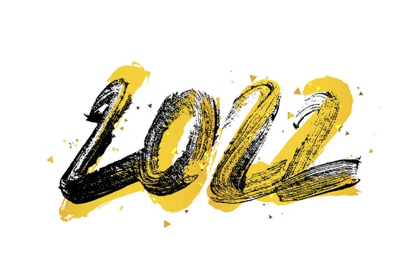 Inscripción Números Grandes 2022 Pinceladas Texturizadas Amarillas Negras Sobre Fondo — Archivo Imágenes Vectoriales