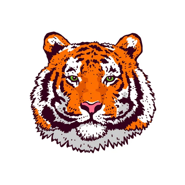 Detaillierte Zeichnung Eines Tigers Tigerkopf Das Symbol Des Neuen 2022 — Stockvektor