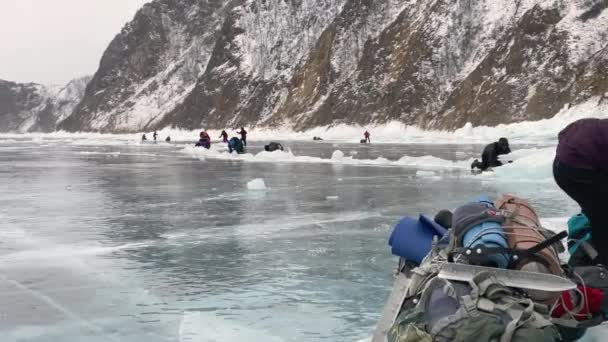 Baikal Irkutsk Region Rússia Março 2021 Vento Selvagem Raivoso Lago — Vídeo de Stock