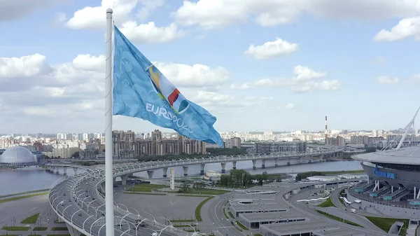 Saint Petersburg Russia Czerwiec 2021 Flaga Uefa Mistrzostwach Świata Piłce — Zdjęcie stockowe