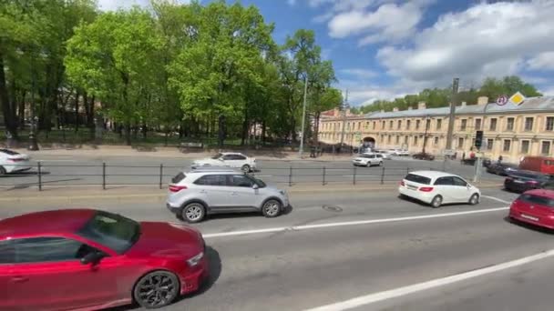 Saint Petersburg Rusko Května 2021 Autodoprava Městě Procházka Nejkrásnějším Městem — Stock video