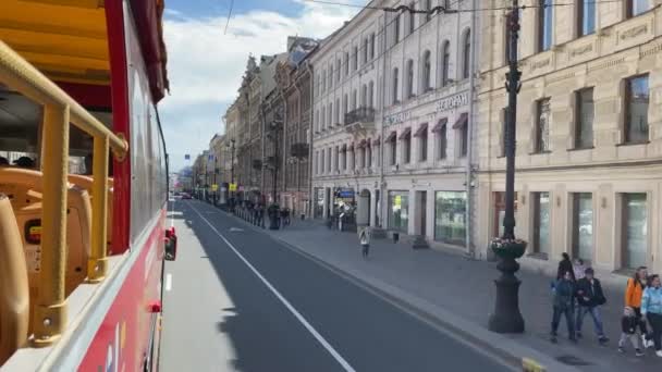 Saint Petersburg Rusland Mei 2021 Rijd Met Een Dubbeldeksbus Nevsky — Stockvideo