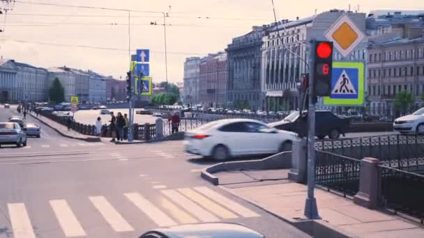Saint Petersburg Rusko Května 2021 Život Městě Auta Chodci Nádherná — Stock video