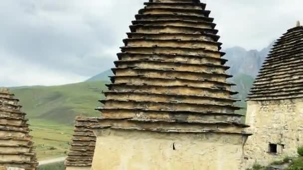 Dödas Stad Dargavs Den Äldsta Begravningen Nordossetiens Forntida Arkitektur Ryssland — Stockvideo