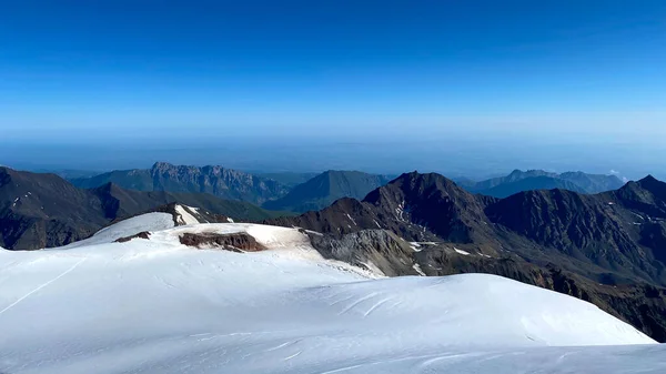 Vista Dalla Cima Del Monte Kazbek Escursione Attraverso Caucaso Montagne — Foto Stock