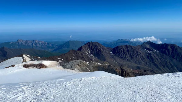Vista Desde Cima Del Monte Kazbek Caminata Por Cáucaso Montañas — Foto de Stock