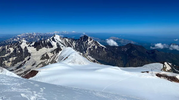 Vista Desde Cima Del Monte Kazbek Caminata Por Cáucaso Montañas — Foto de Stock