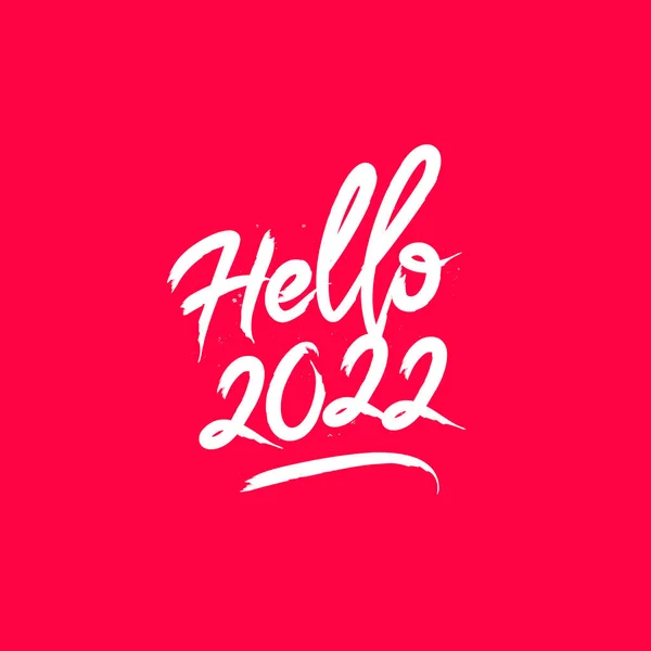 你好2022年 独特的手写漂亮的字母 2022年新年快乐 祝您圣诞快乐和新年快乐 红色背景上的矢量说明 — 图库矢量图片