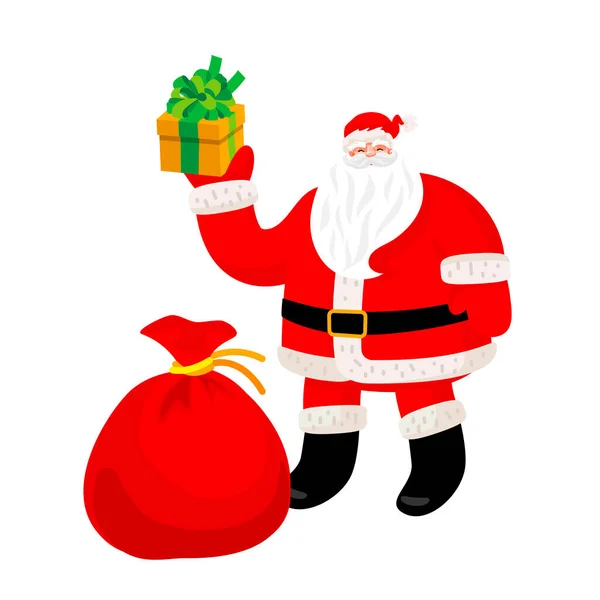 Lustige Weihnachtsmänner Mit Einem Großen Sack Voller Geschenke Erstaunlich Lustige — Stockvektor