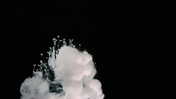 Потрясающий Абстрактный Фон Белая Краска Выливается Воду Белое Облако Чернил — стоковое видео