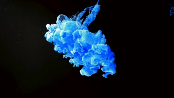 Прекрасний Абстрактний Гіпнотичний Фон Синій Акварельний Чорнило Воді Чорному Зоряному — стокове відео