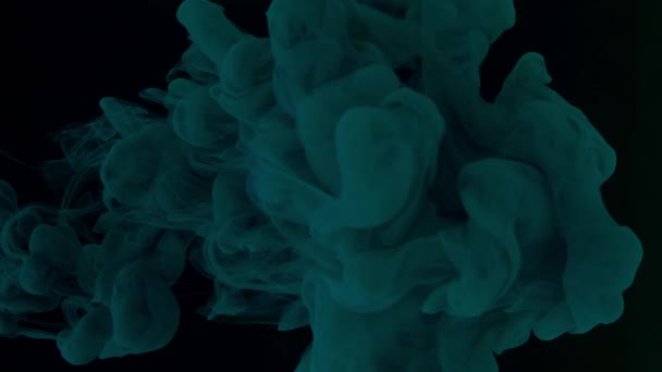 Hypnotisch Abstrakter Hintergrund Mintgrün Blaue Aquarellfarbe Wasser Auf Schwarzem Hintergrund — Stockvideo