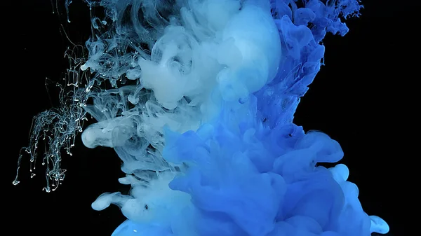 Kosmische Magische Achtergrond Blauwe Aquarelinkt Water Een Zwarte Achtergrond Golven — Stockfoto