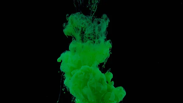 Hullámok Zöld Színű Cseppek Kozmikus Mágikus Háttér Zöld Tintafelhő Gyönyörű — Stock Fotó