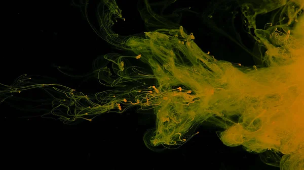 Nuvem Amarela Tinta Sobre Fundo Preto Impressionante Fundo Abstrato Aquarela — Fotografia de Stock
