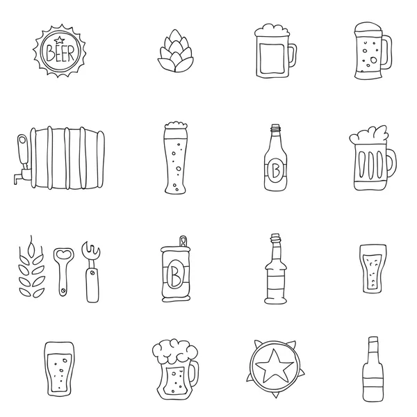 Iconos de cerveza vectorial . — Vector de stock